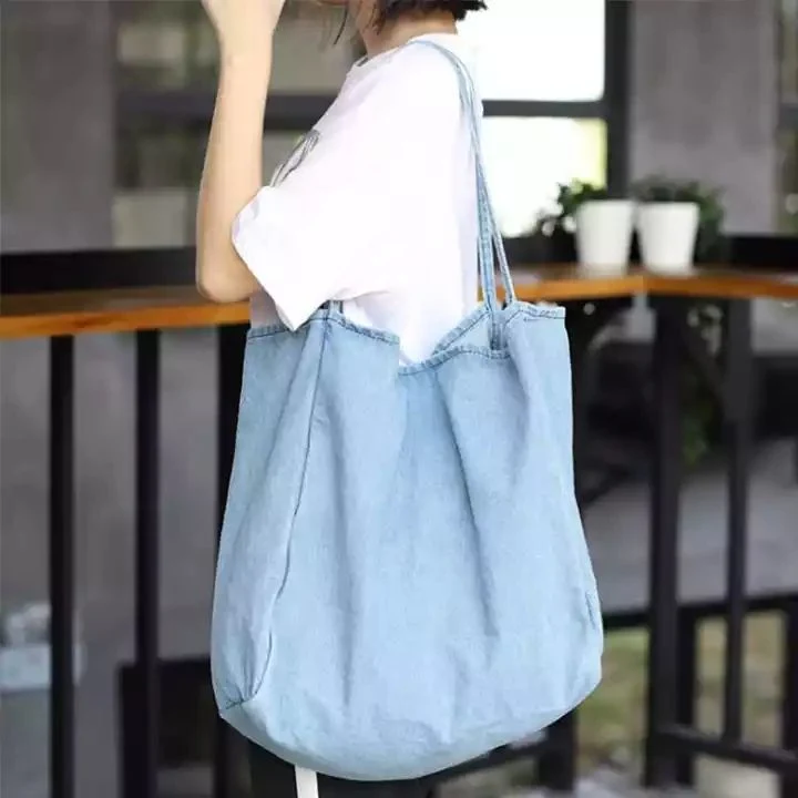 Hot Sale Blue Promotional Canvas Tote Bags Organizer Cotton Gift Shopping Bag with Logo