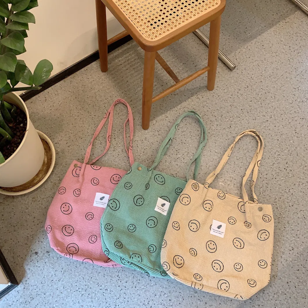 Hot Sale Corduroy Tote Bags Reusable Grocery Shopping Shoulder Go-to Everyday Bag