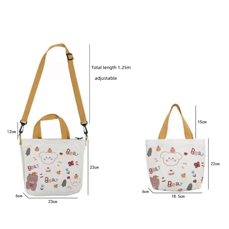 Hot Sale Custom Canvas Shoulder Women&prime;s Bag Cartoon Fashion Cloth Female Handbags Crossbody Bag Fabric Messenger Bag