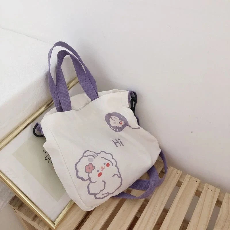 Hot Sale Custom Canvas Shoulder Women&prime;s Bag Cartoon Fashion Cloth Female Handbags Crossbody Bag Fabric Messenger Bag