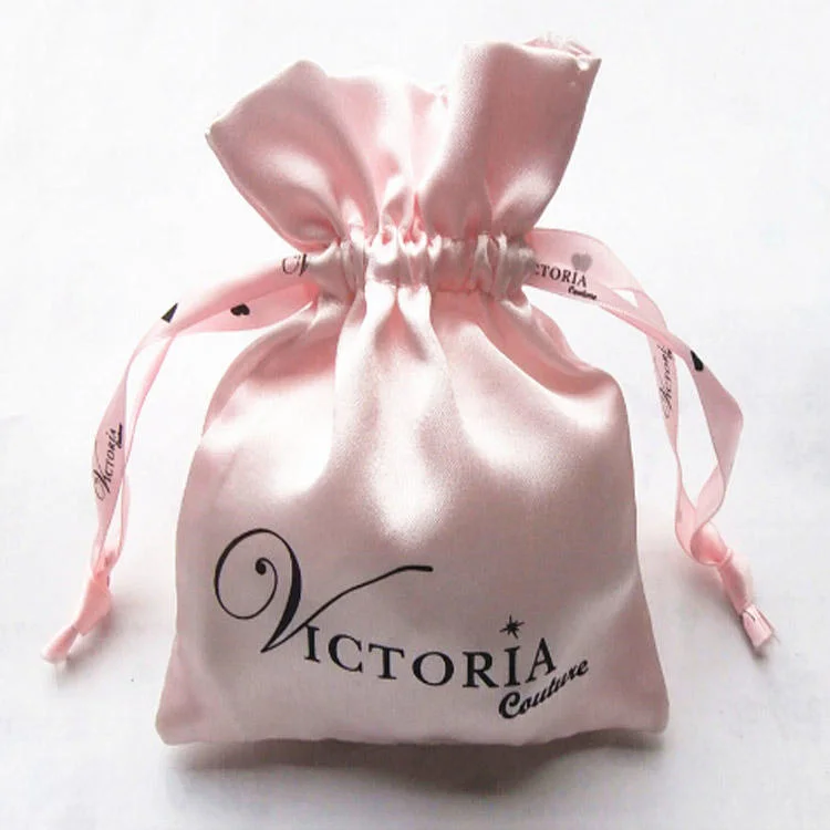 Hot Sale Custom Logo Satin Jewelry Pouch Large Satin Drawstring Bags