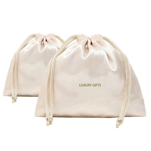 Hot Sale Custom Logo Satin Jewelry Pouch Large Satin Drawstring Bags - Image 2