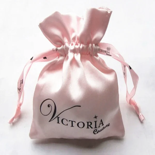 Hot Sale Custom Logo Satin Jewelry Pouch Large Satin Drawstring Bags - Image 5