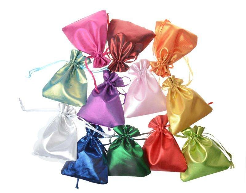 Hot Sale Custom Logo Satin Jewelry Pouch Large Satin Drawstring Bags