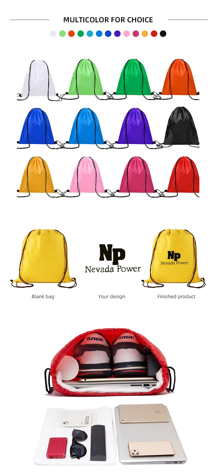 Hot Sale Drawstring Bag Polyester Drawstring Travel Bag