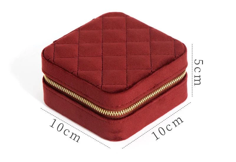 Hot Sale Earrings Box Organizer Portable Jewelry Storage Case PU Leather Small Travel Jewellery Boxes with Mirror