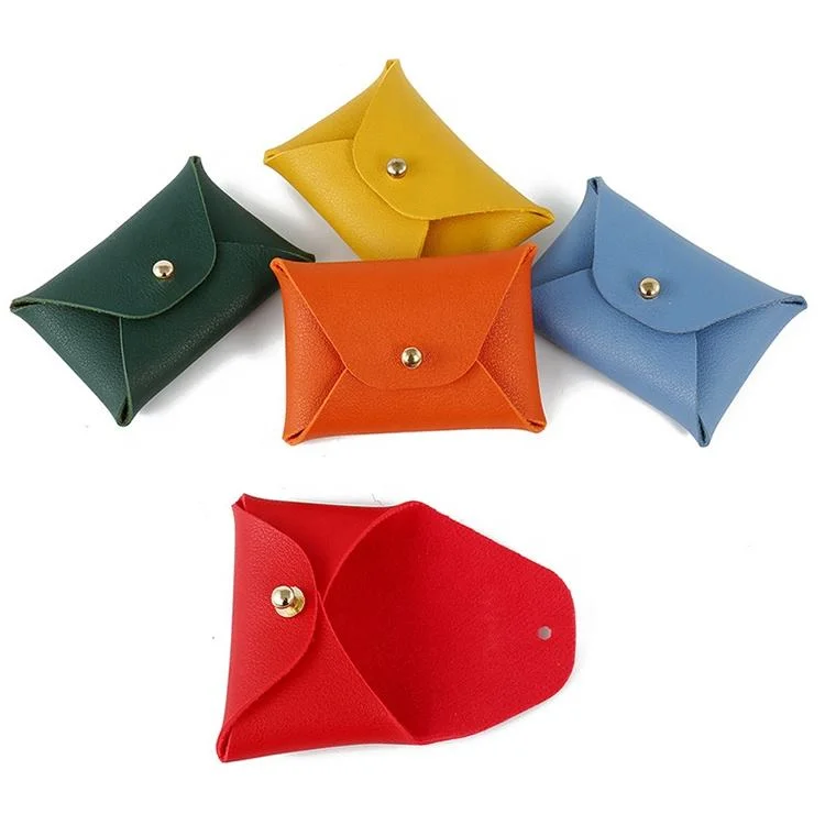 Hot Sale Luxury Leather Pouch Envelop Button Jewelry Packaging Bag for Necklace Ring