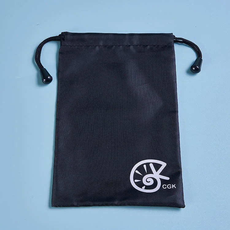 Hot Sale Small Black Nylon Mesh Drawstring Bag with Custom Logo