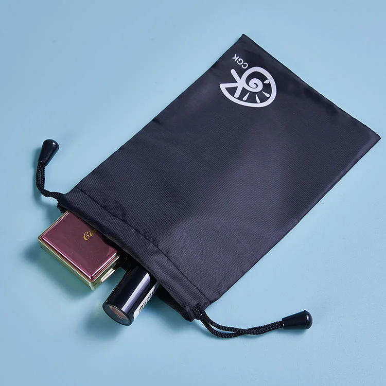 Hot Sale Small Black Nylon Mesh Drawstring Bag with Custom Logo