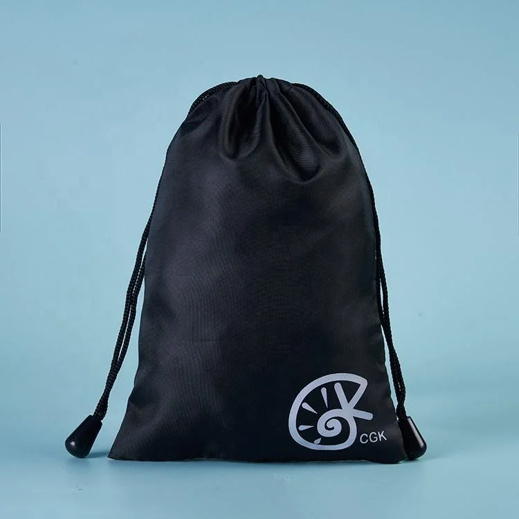 Hot Sale Small Black Nylon Mesh Drawstring Bag with Custom Logo