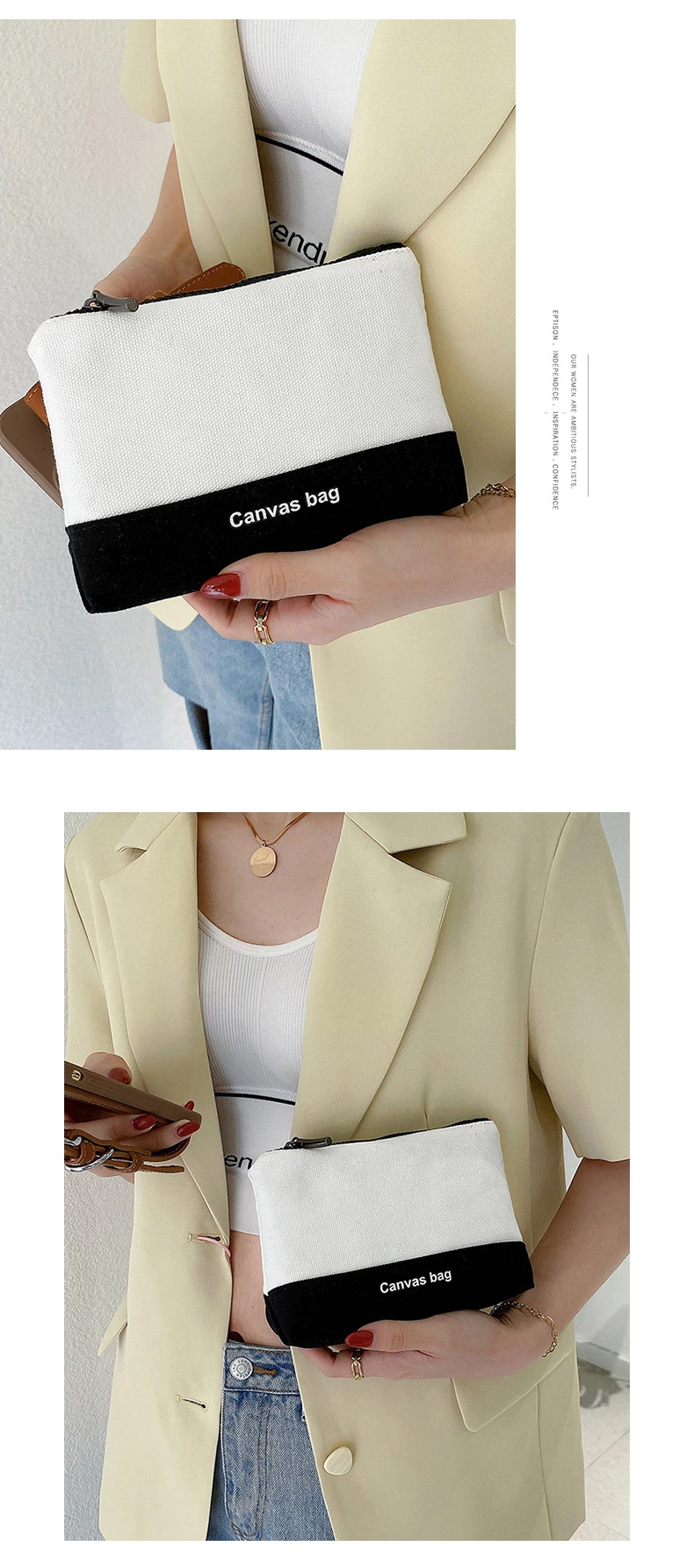 Hot Sale Small Cosmetic Bag Canvas Makeup Pouch
