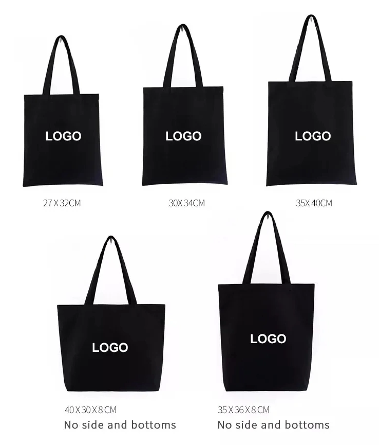 Hot Sale Wholesale Durable Reusable Foldable Clothing Store Shopping Black Canvas Bag
