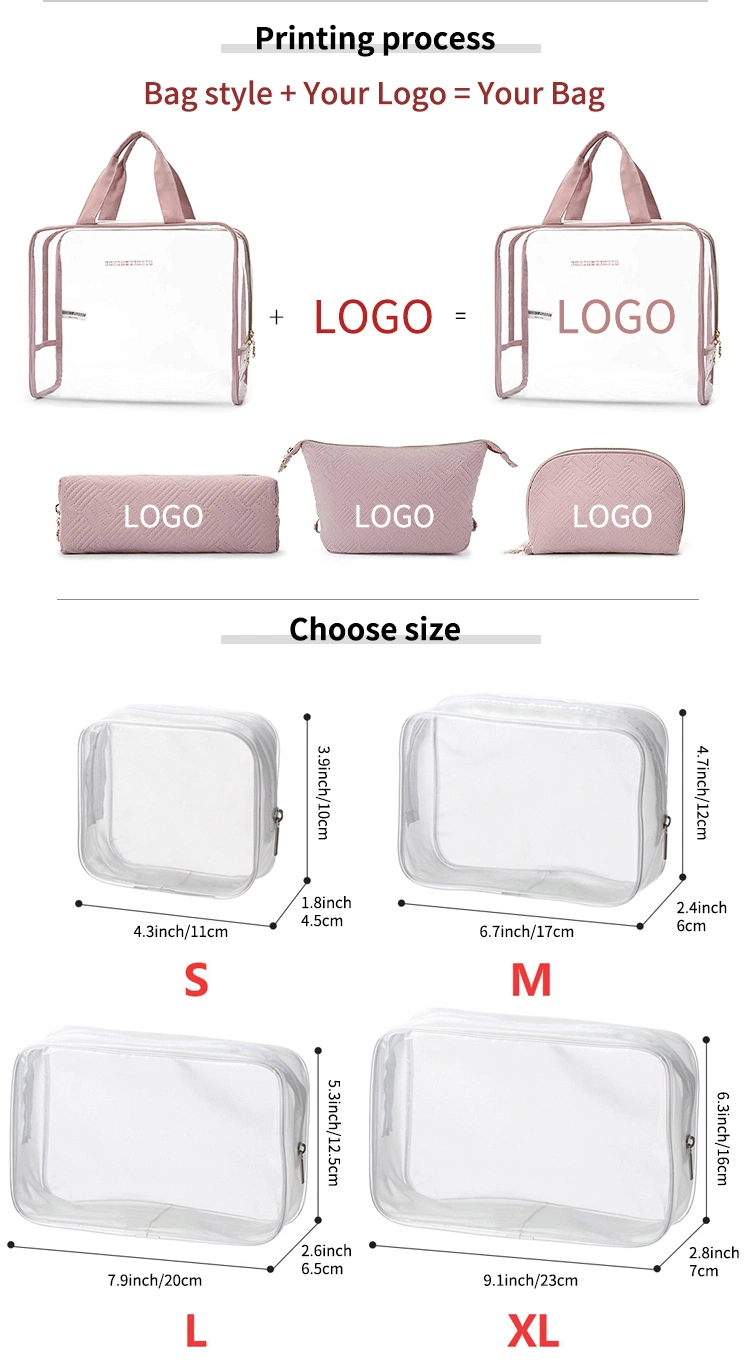 Hot Sell Clear Tote Travel Toiletry Bags Waterproof Makeup PVC Cosmetic Bags