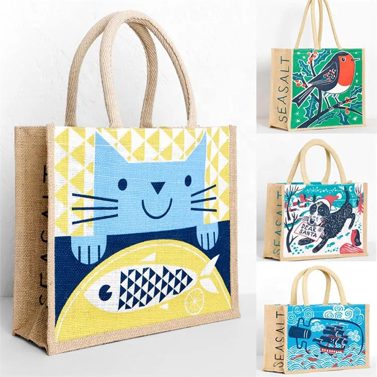 Hot Sell Customized High Quality Burlap Tote Bag Custom Eco Friendly Printing Shopping Jute Bag