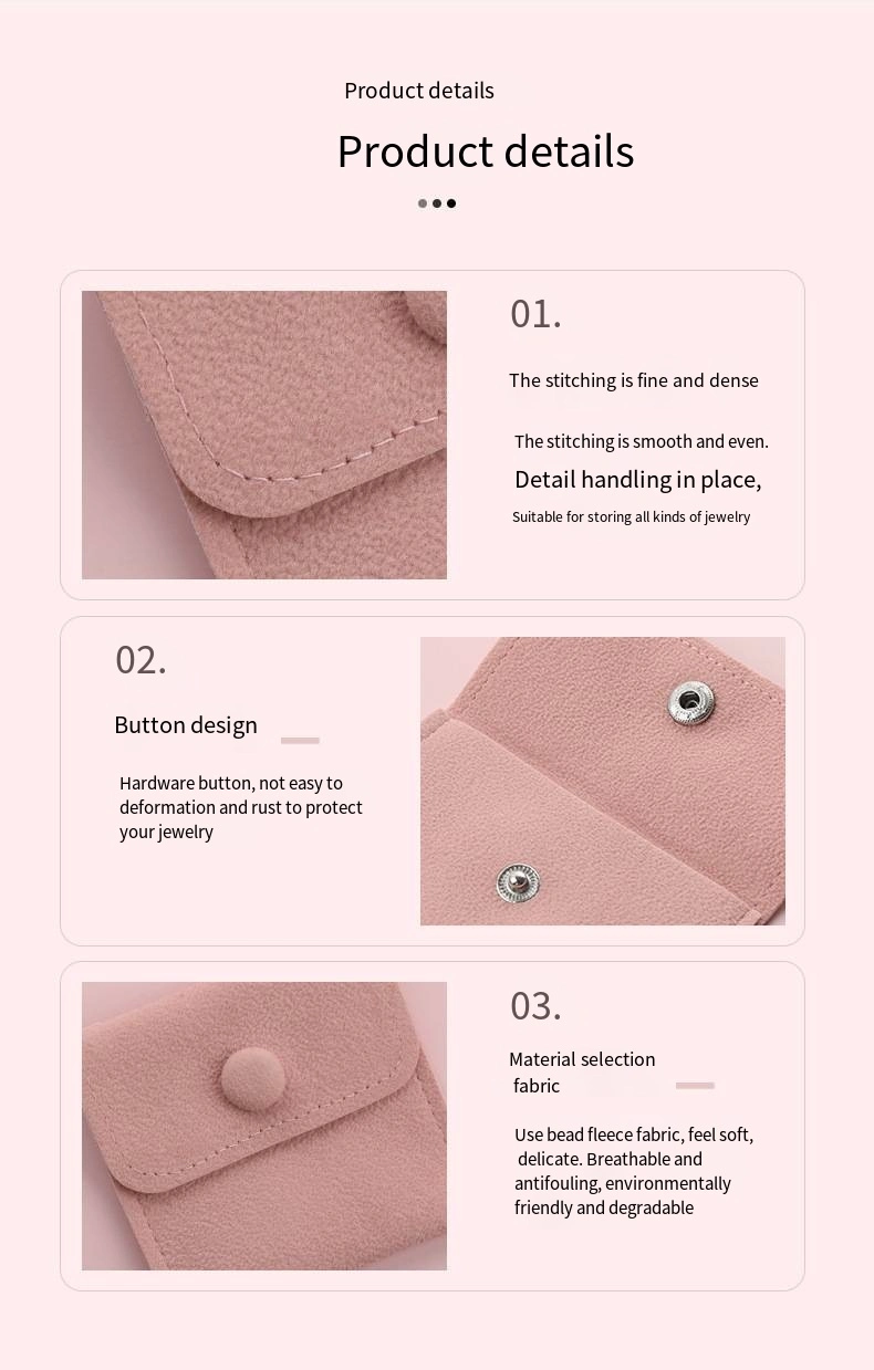 Jewelry Bag Pouch Flannelette Bag Button Bag Thickened Fine Velvet Ring Necklace Jewelry Storage Bag