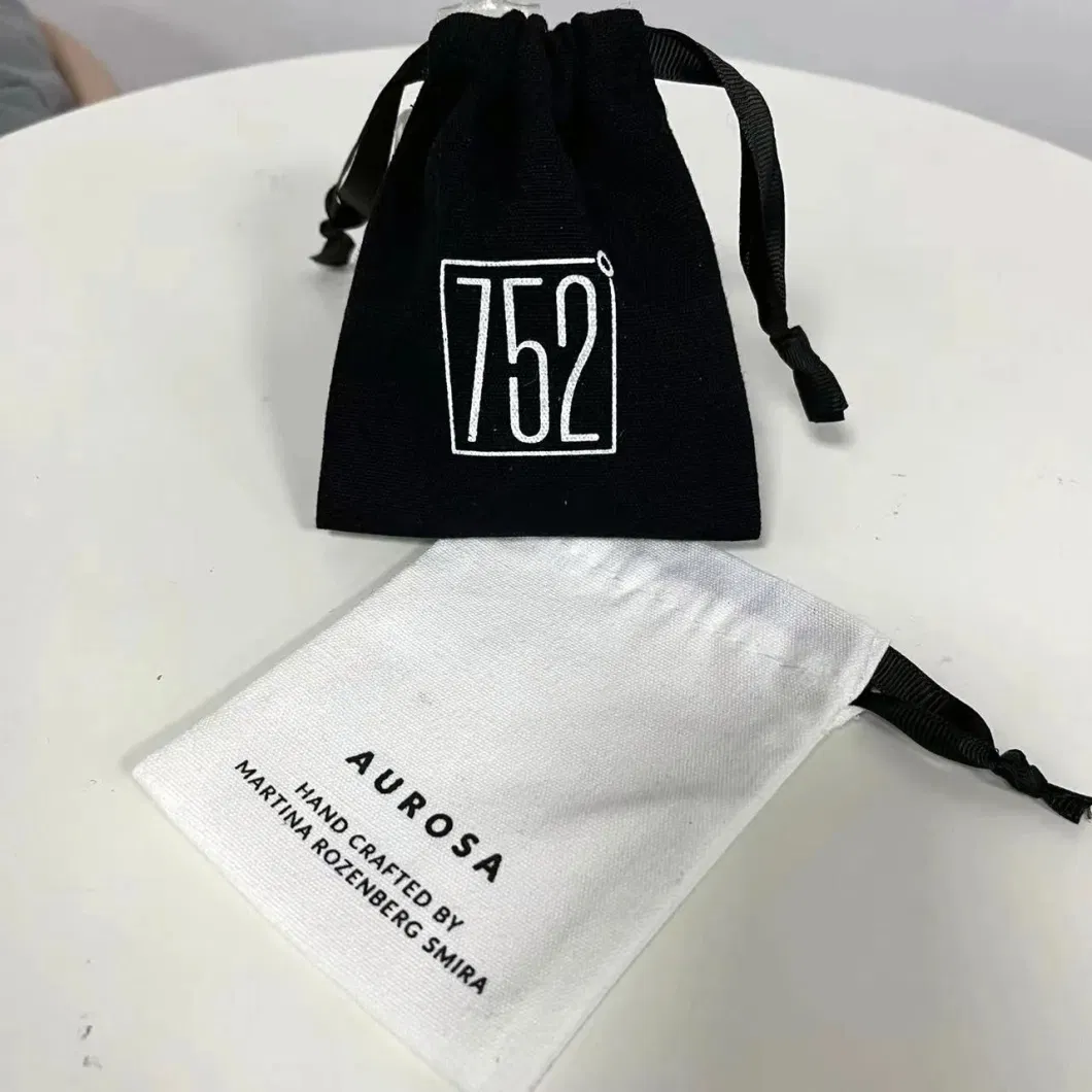 Jewelry Packaging Pouch Customized White Organic Cotton Canvas Drawstring Bag