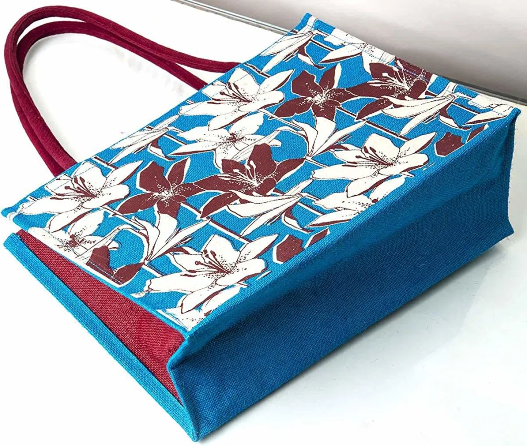 Jute Reusable Grocery Shopping Bag Jute Tote Bags Aesthetic for School Travel Beach