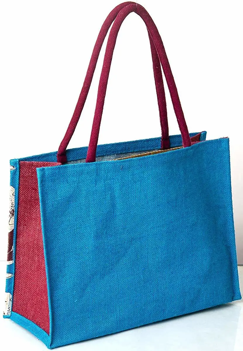 Jute Reusable Grocery Shopping Bag Jute Tote Bags Aesthetic for School Travel Beach