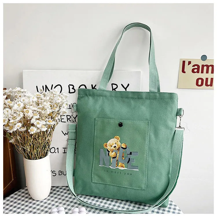 Korea New Fashion Single Strap Shoulder Bag Portable Handle Canvas Tote Bag