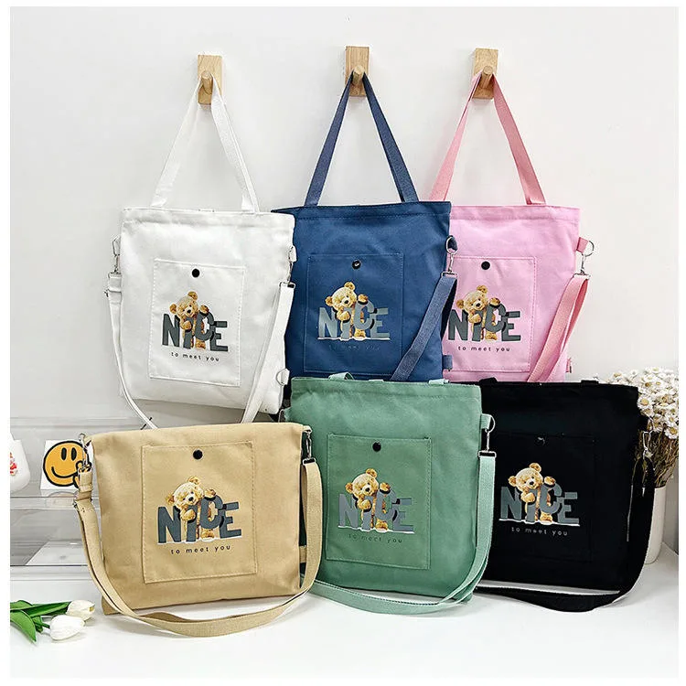 Korea New Fashion Single Strap Shoulder Bag Portable Handle Canvas Tote Bag