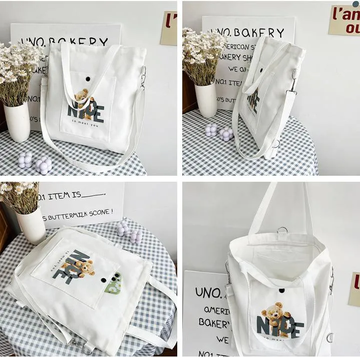 Korea New Fashion Single Strap Shoulder Bag Portable Handle Canvas Tote Bag