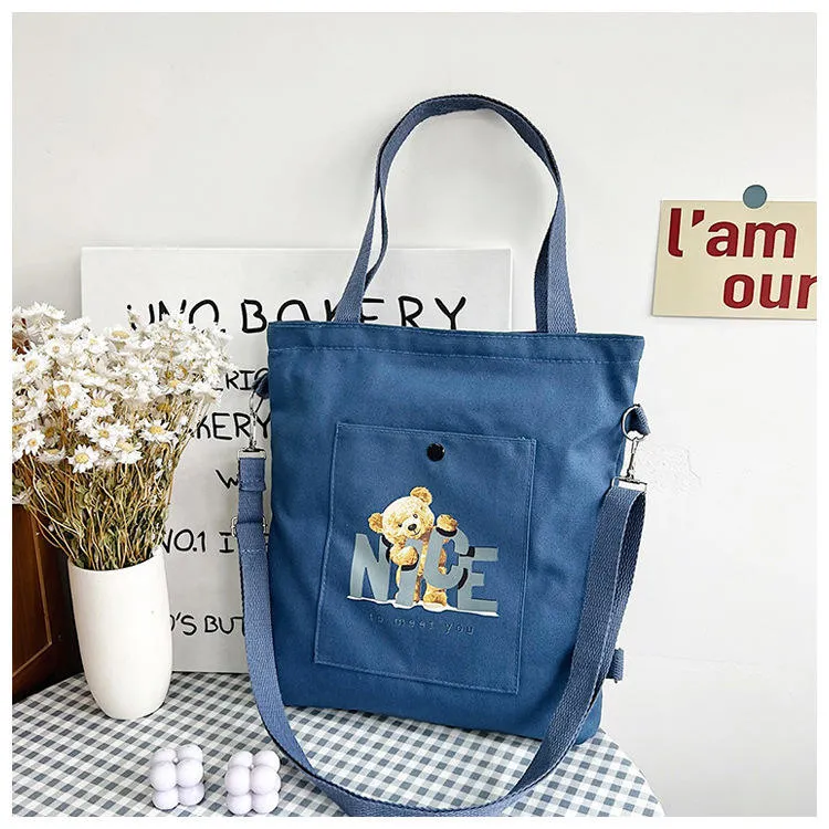 Korea New Fashion Single Strap Shoulder Bag Portable Handle Canvas Tote Bag