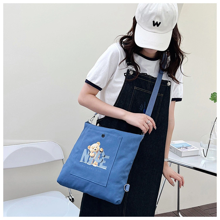 Korea New Fashion Single Strap Shoulder Bag Portable Handle Canvas Tote Bag