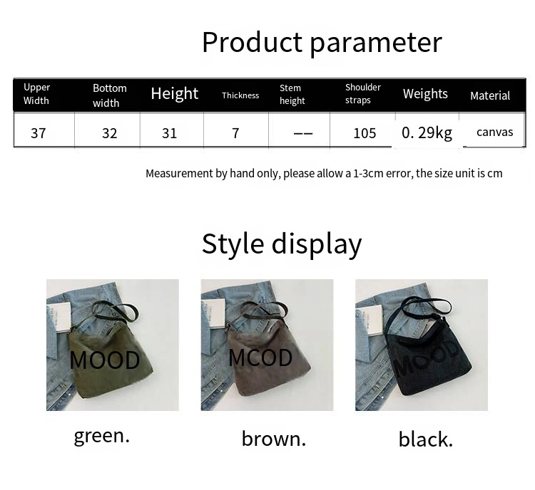 Large Capacity Alphabet Canvas Bag Women&prime;s All-Purpose Cross-Body Tote Bag