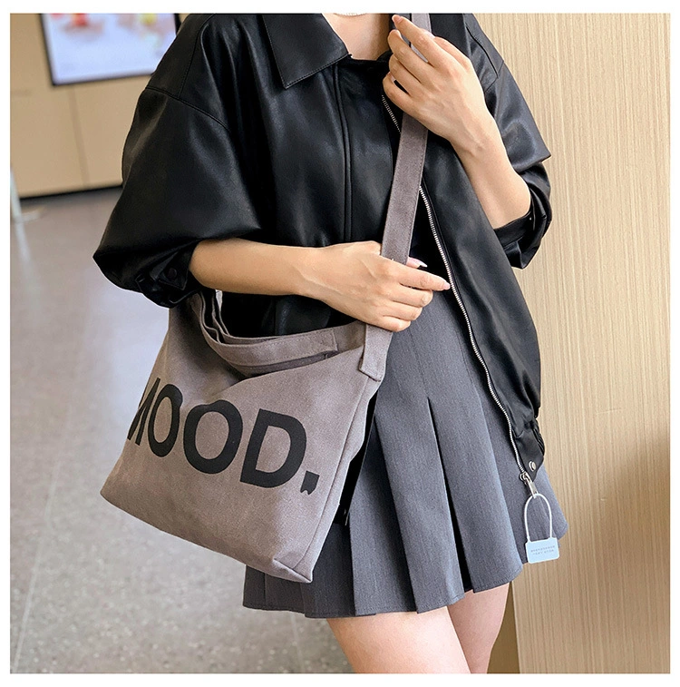 Large Capacity Alphabet Canvas Bag Women&prime;s All-Purpose Cross-Body Tote Bag