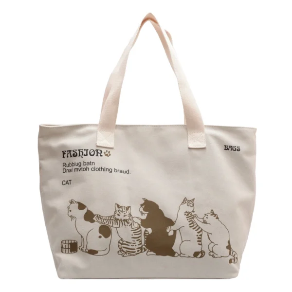 Large Capacity Bag Canvas Sense Shoulder Bag College Casual Commuter Tote Bag - Image 5