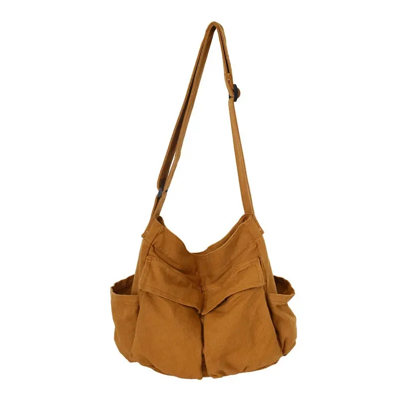 Large-Capacity Women Handbag Eco-Friendly Canvas Cross Body Bag Multi-Pocket School Bag