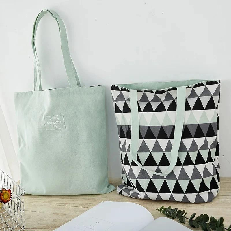 Large Cute Canvas Tote Bag Multi Pocket Cotton with Zipper Reversible Canvas Tote Bag