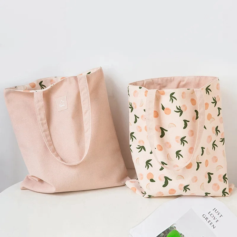 Large Cute Canvas Tote Bag Multi Pocket Cotton with Zipper Reversible Canvas Tote Bag