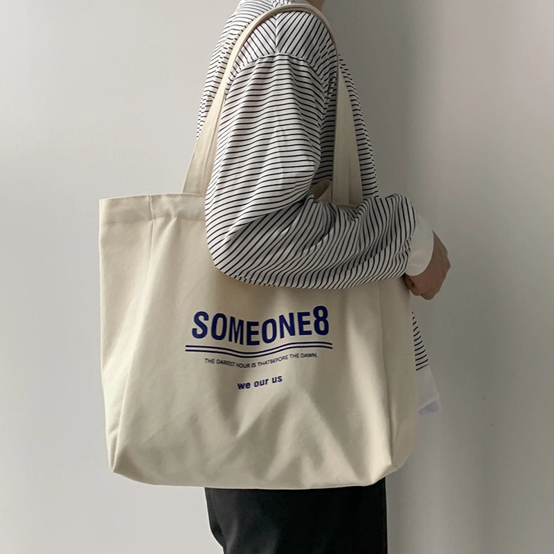 Letters Lazy Sail Cloth Bag Women&prime;s Shoulder Japanese and Simple Large Capacity