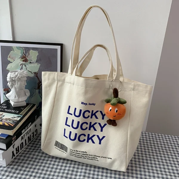Letters Lazy Sail Cloth Bag Women′s Shoulder Japanese and Simple Large Capacity