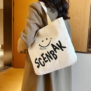 Alternative view of Literary Simple Letters Thin Cotton Canvas Bag Shoulder Bag Shopping Schoolbag