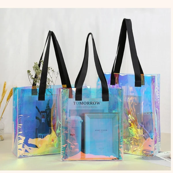 Luxury Shopping Tote Bag Colorful Lady PVC Tote Bag Portable Gift Tote Bag Beach Tote Bag with Logo - Image 4