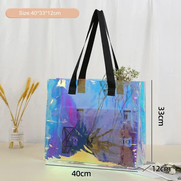 Luxury Shopping Tote Bag Colorful Lady PVC Tote Bag Portable Gift Tote Bag Beach Tote Bag with Logo - Image 6