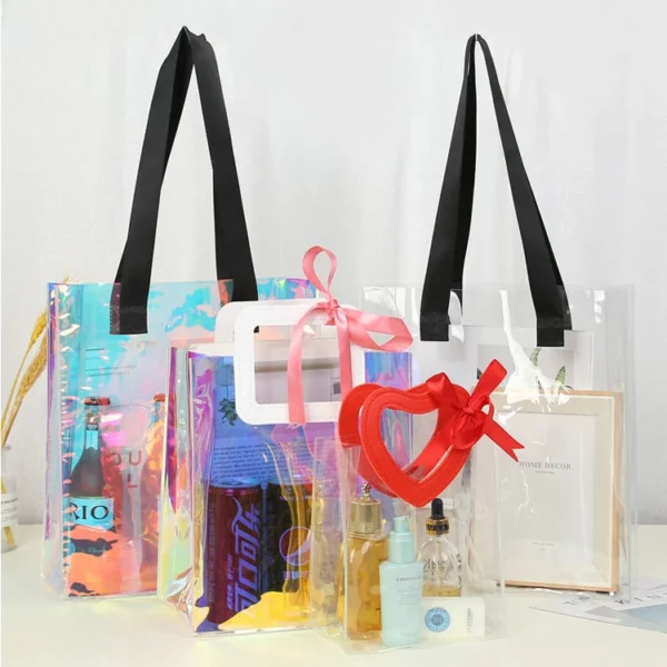 Luxury Shopping Tote Bag Colorful Lady PVC Tote Bag Portable Gift Tote Bag Beach Tote Bag with Logo