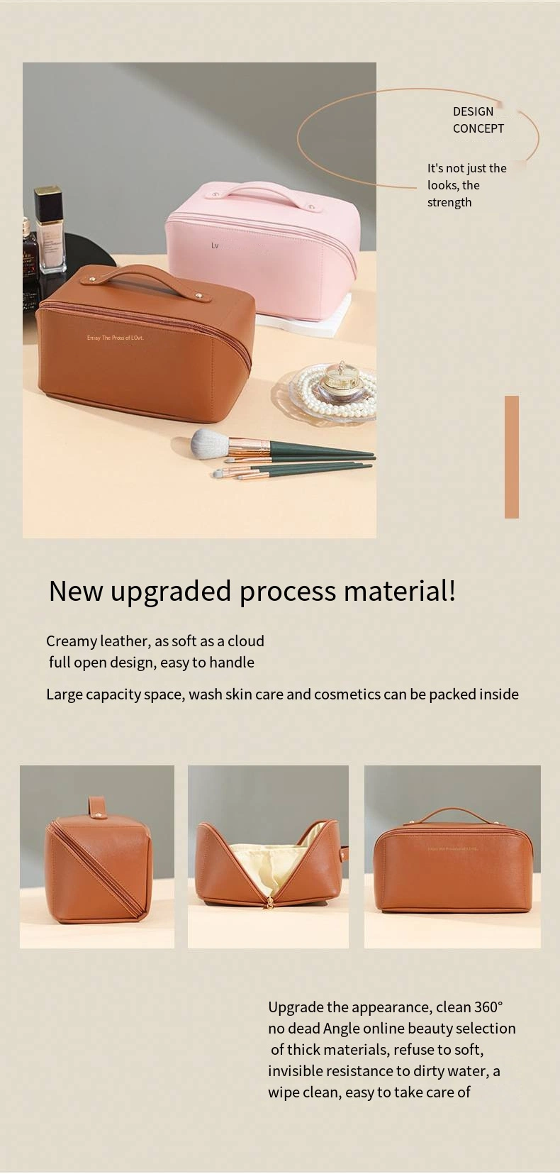 Makeup Bag Pillow Bag Travel Storage Bag Toiletry Bag PU Makeup Bag