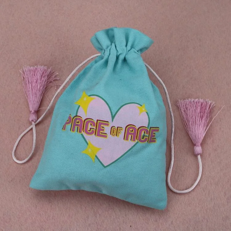 Manufacturer Custom Logo Natural Cotton Linen Jewelry Packaging Drawstring Pouch Bag Organic Cotton Pouch