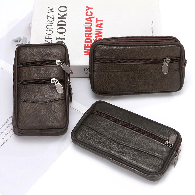 Men Wear Leather Belts Mobile Phone Fanny Packs for Construction Work Waist Bag