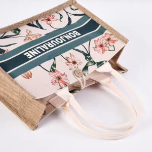 Natural Jute Tote Bag Custom Size Printed logo 2