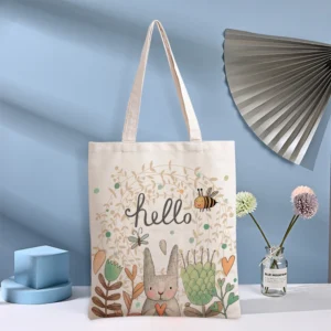 Alternative view of New Canvas Tote Student Shopping Storage Bag Cute Cartoon Shoulder Bag
