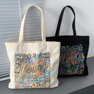 Alternative view of New Embroidery Canvas Bag Women′s Single Shoulder Carrying Canvas Bag Shopping Bag
