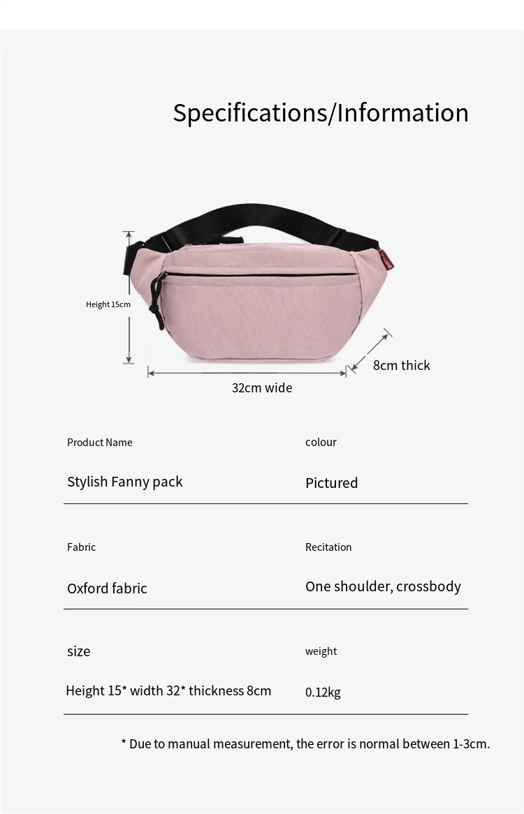 New Fanny Pack Women&prime;s Oxford Crossbody Bag Outdoor Sports Chest Bag