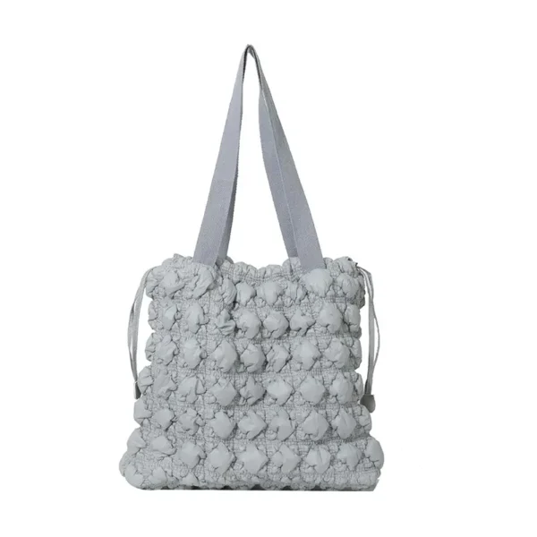 New Fashion Canvas Knitting Drawstring Shoulder Handbag Pink Tote Bag