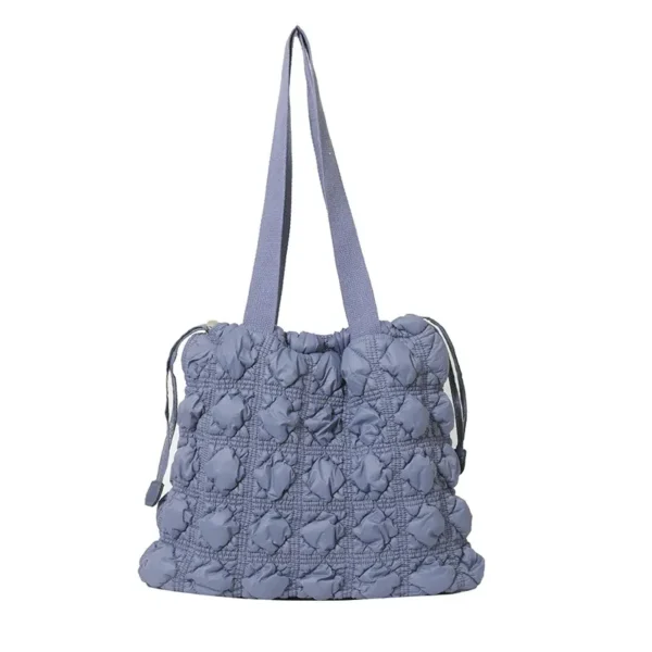 New Fashion Canvas Knitting Drawstring Shoulder Handbag Pink Tote Bag - Image 2
