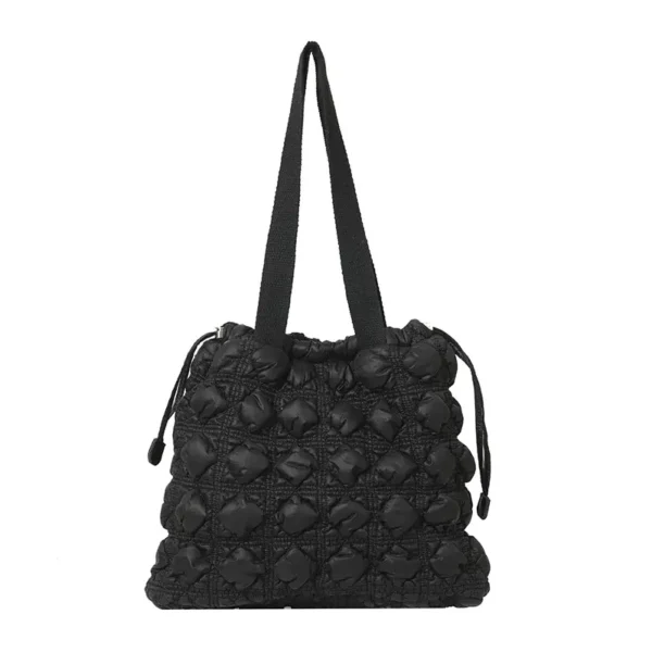 New Fashion Canvas Knitting Drawstring Shoulder Handbag Pink Tote Bag - Image 3