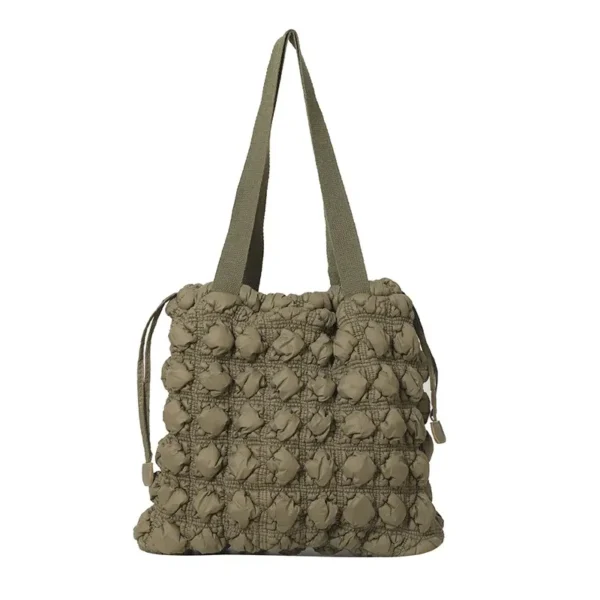 New Fashion Canvas Knitting Drawstring Shoulder Handbag Pink Tote Bag - Image 6